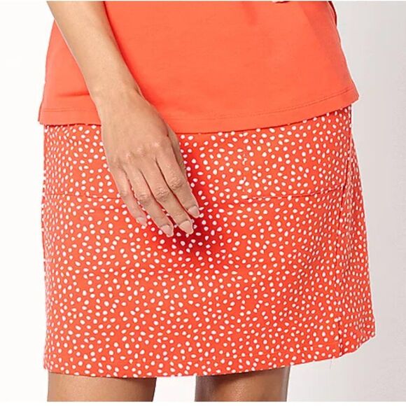 Sport Savvy Orange and White print knit skort EUC size Large - Picture 1 of 9
